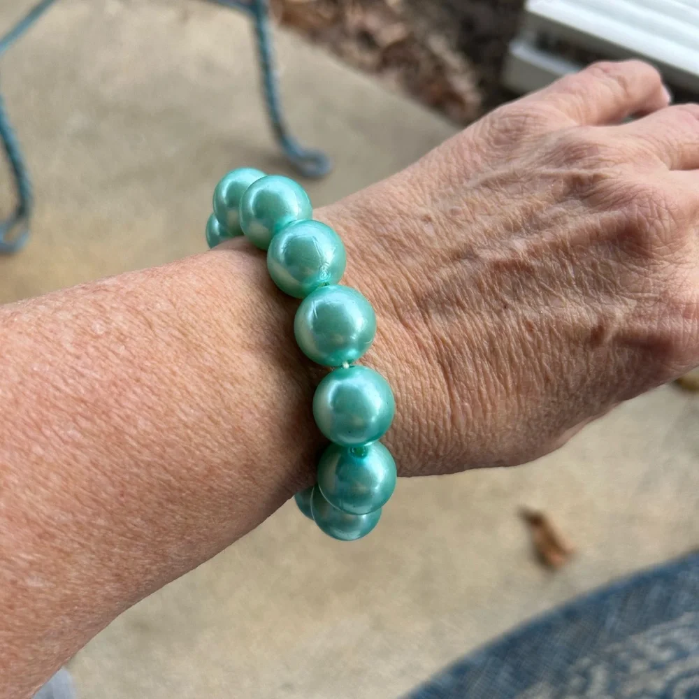 Vintage Aqua Pearl Stretch Bracelet